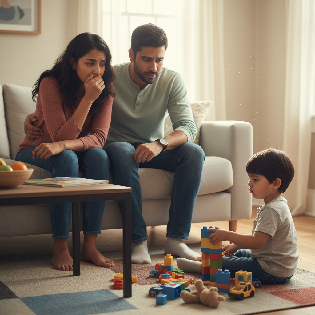 Nỗi lo lắng của cha mẹ khi con chậm n&oacute;i hoặc c&oacute; dấu hiệu tự kỷ