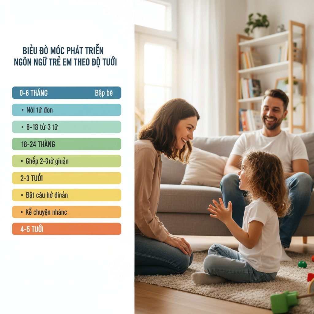 C&aacute;c mốc ph&aacute;t triển ng&ocirc;n ngữ quan trọng của trẻ theo từng độ tuổi